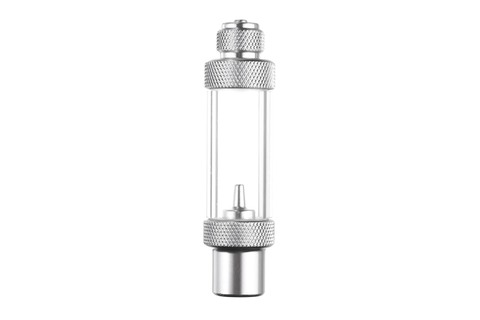 Foto van een bubble counter bevestigd aan een co2 regelaar.